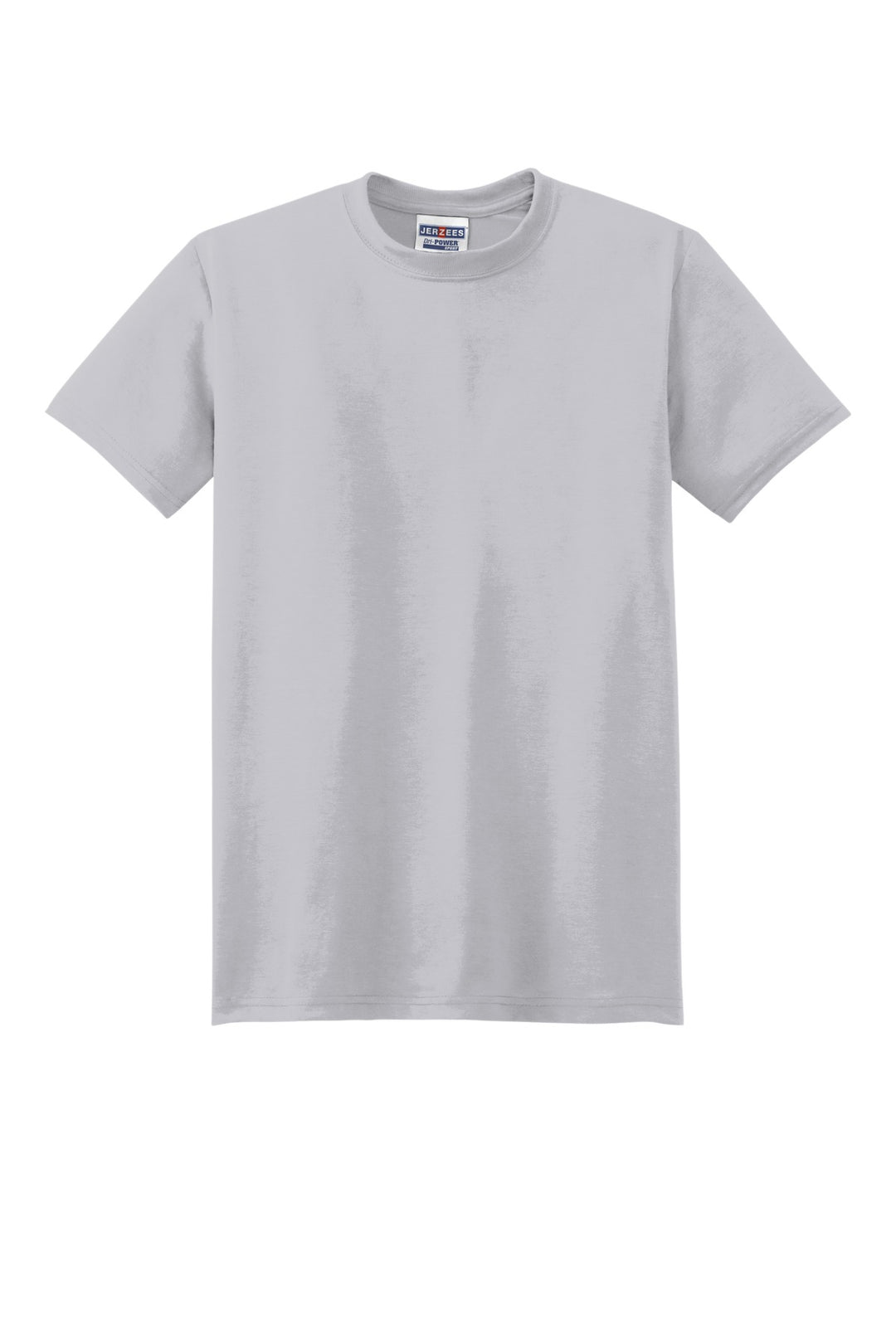 Front View of Silver Jerzees Dri-Power 100% Polyester T-Shirt. 21M