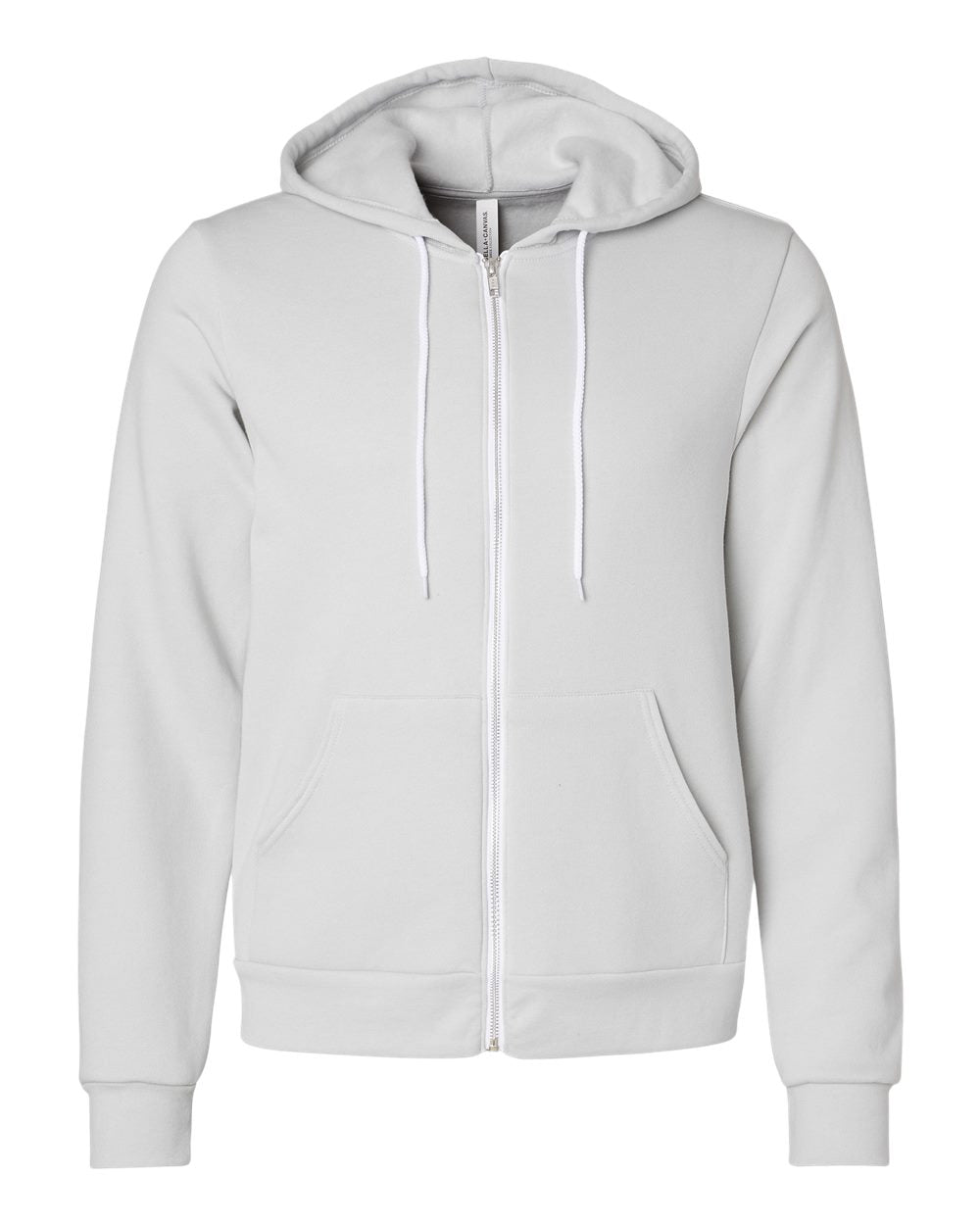 Front View of Silver Sponge Fleece Full-Zip Hoodie - 3739