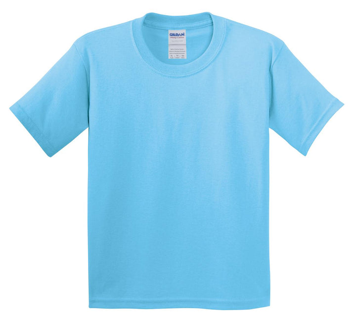 Front View of Sky Gildan - Youth Heavy Cotton 100% Cotton T-Shirt. 5000B
