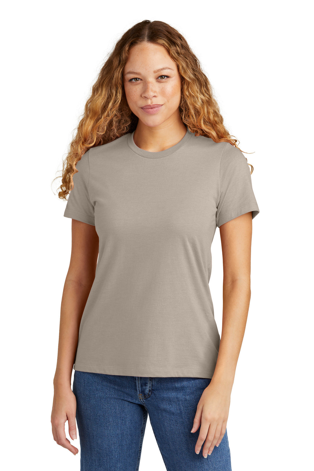 Front View of Slate Gildan Softstyle Women's CVC T-Shirt 64001LCVC
