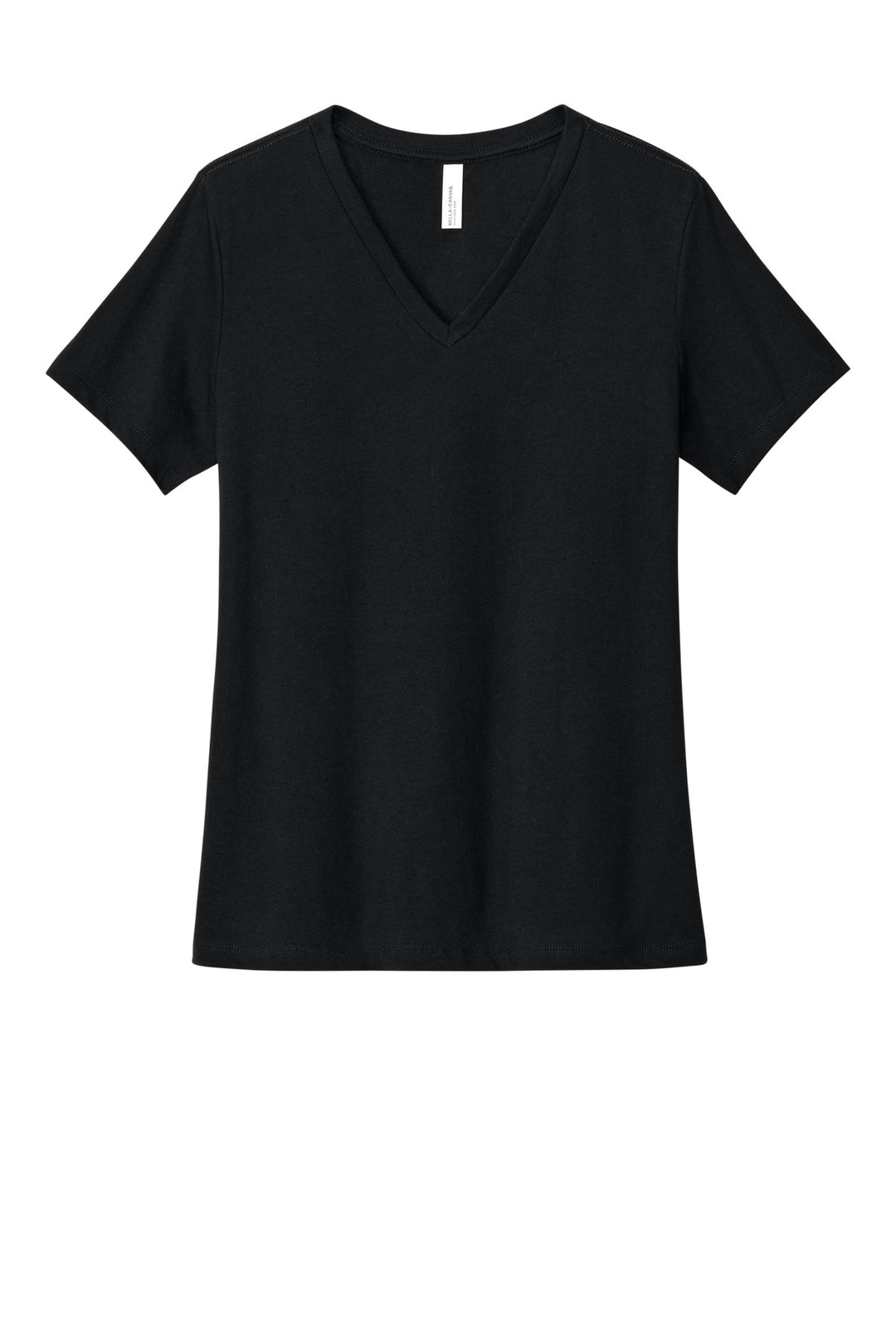 Front View of SldBkBlend BELLA+CANVAS Women's Relaxed Heather CVC V-Neck Tee BC6405CVC