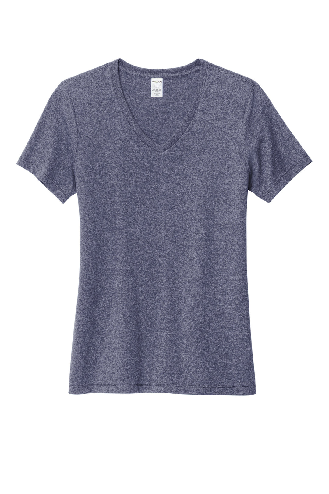 Front View of SlvgdNvyHt Allmade Women's Recycled Blend V-Neck Tee AL2303