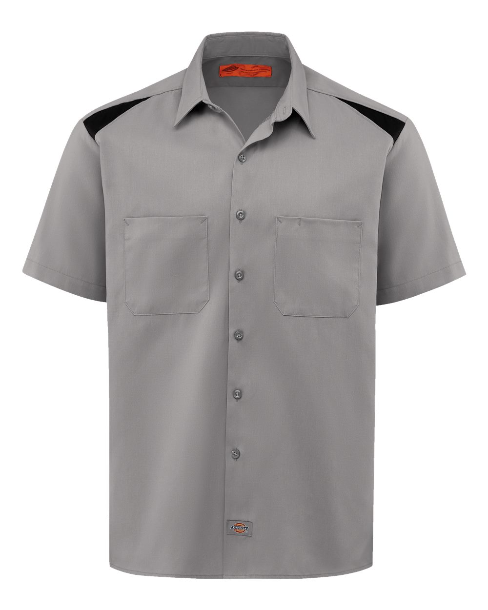 Front View of Smoke/ Black Men's Short Sleeve Performance Team Shirt - 0005