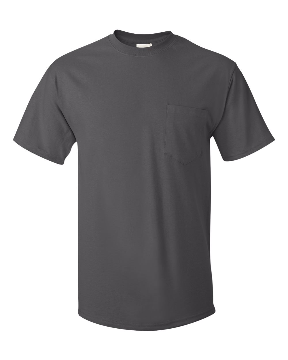 Front View of Smoke Grey Authentic Pocket T-Shirt - 5590