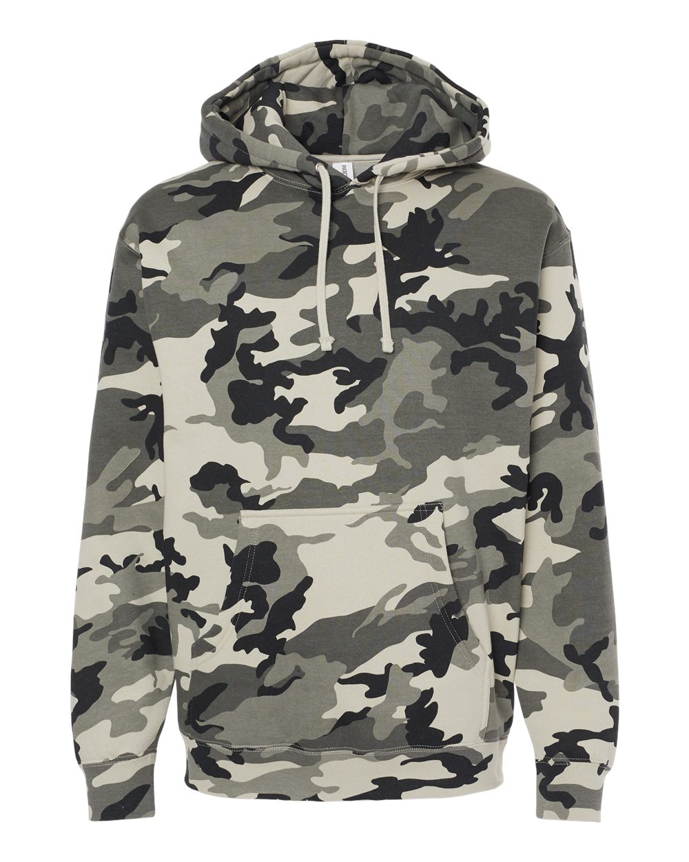 Front View of Snow Camo Heavyweight Hooded Sweatshirt - IND4000