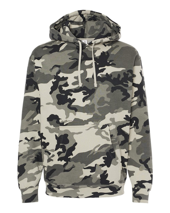 Front View of Snow Camo Heavyweight Hooded Sweatshirt - IND4000