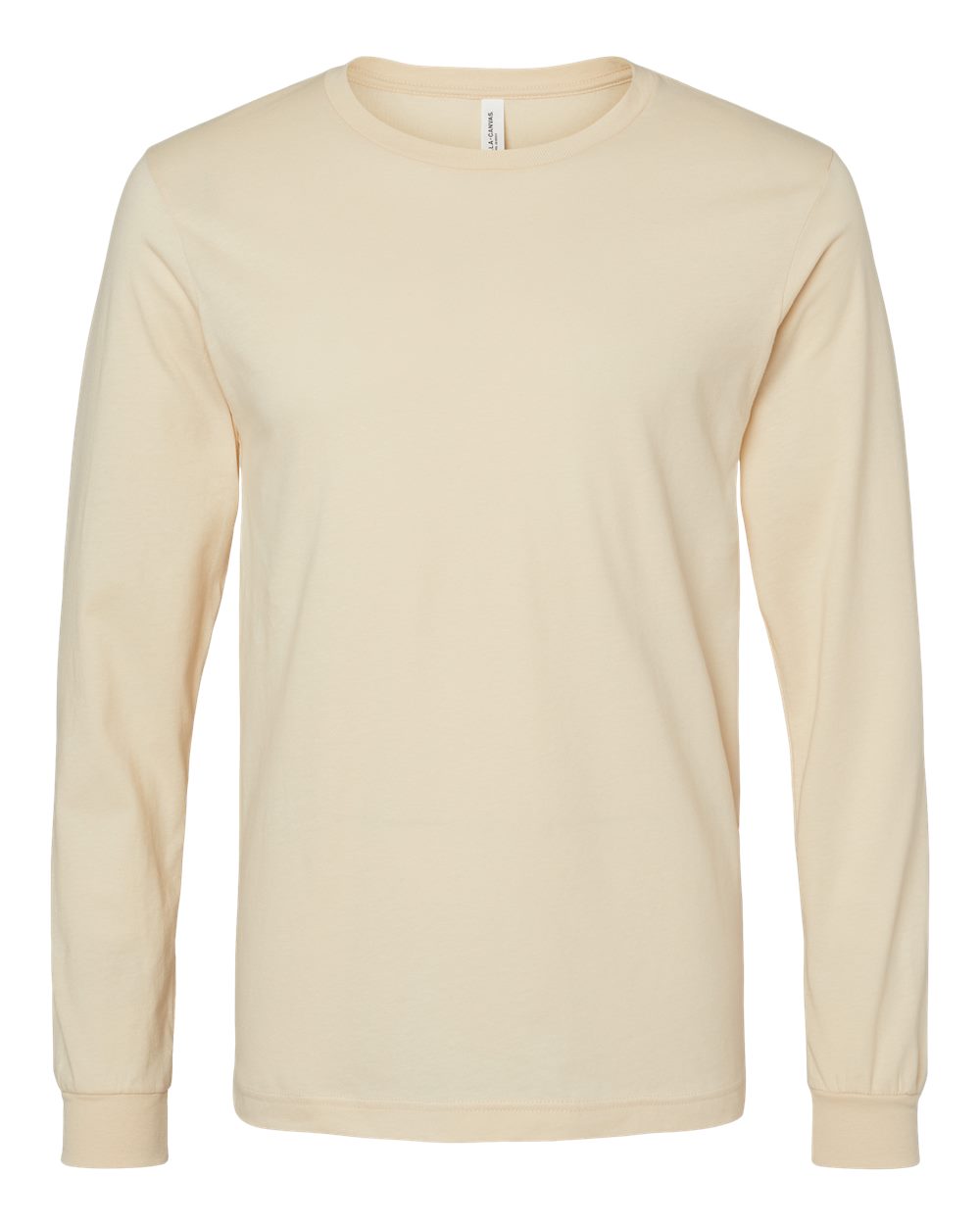 Front View of Soft Cream Jersey Long Sleeve Tee - 3501
