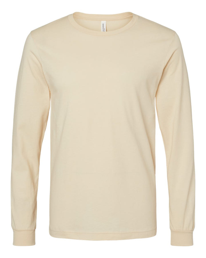 Front View of Soft Cream Jersey Long Sleeve Tee - 3501