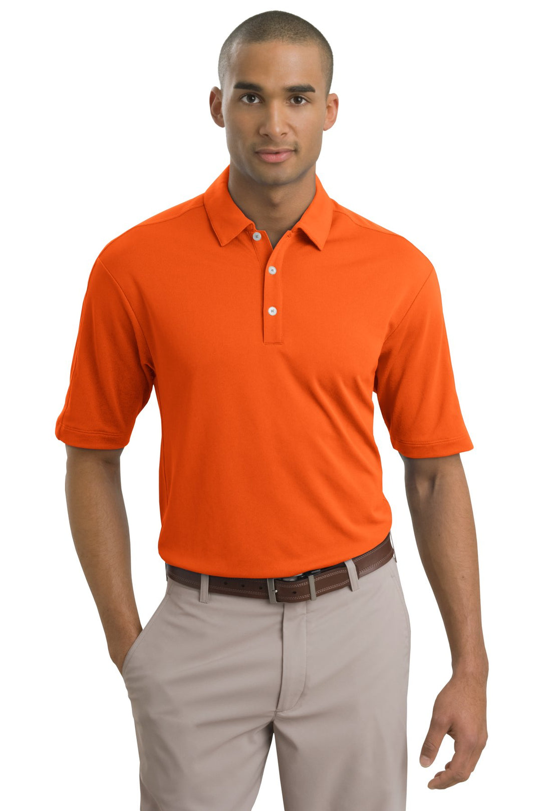 Front View of Solar Orange Nike Tech Sport Dri-FIT Polo. 266998