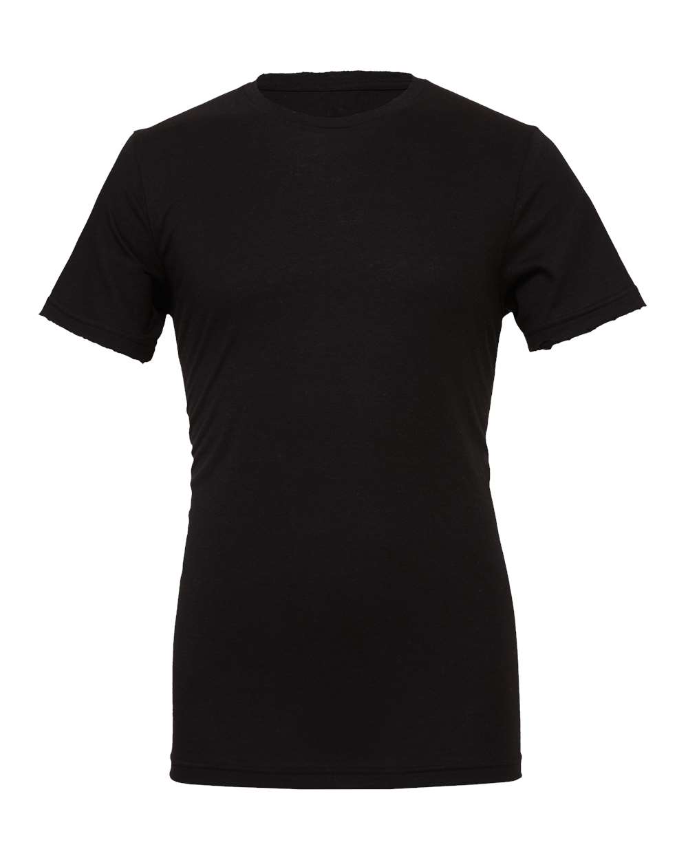 Front View of Solid Black Blend CVC Jersey Tee - 3001CVC