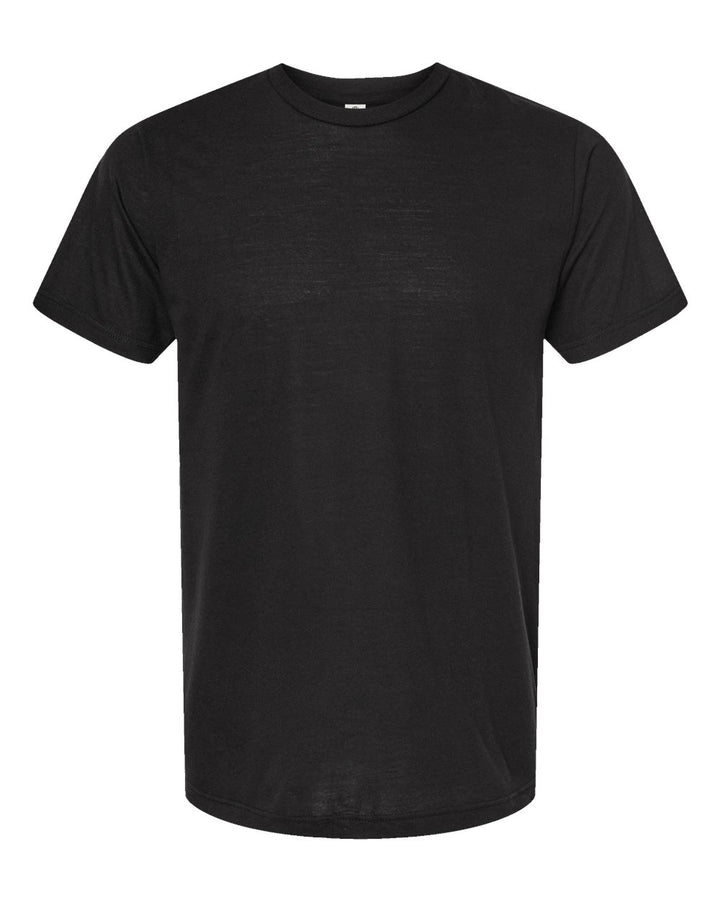 Front View of Solid Black Tri Blend Tri-Blend T-Shirt - 254