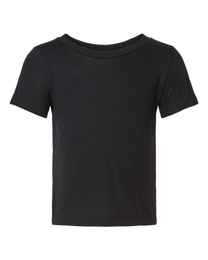 Front View of Solid Black Triblend Infant Triblend Tee - 3413B