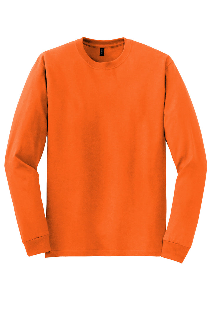 Front View of SOrange Gildan - DryBlend 50 Cotton/50 Poly Long Sleeve T-Shirt. 8400