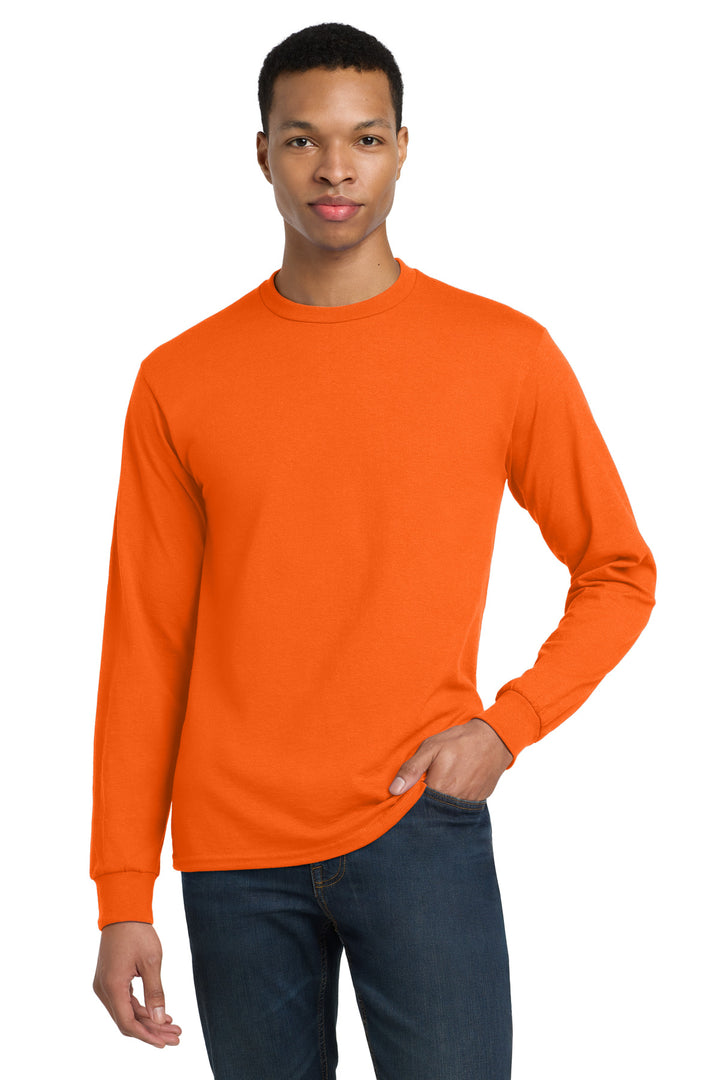 Front View of SOrange Gildan - DryBlend 50 Cotton/50 Poly Long Sleeve T-Shirt. 8400