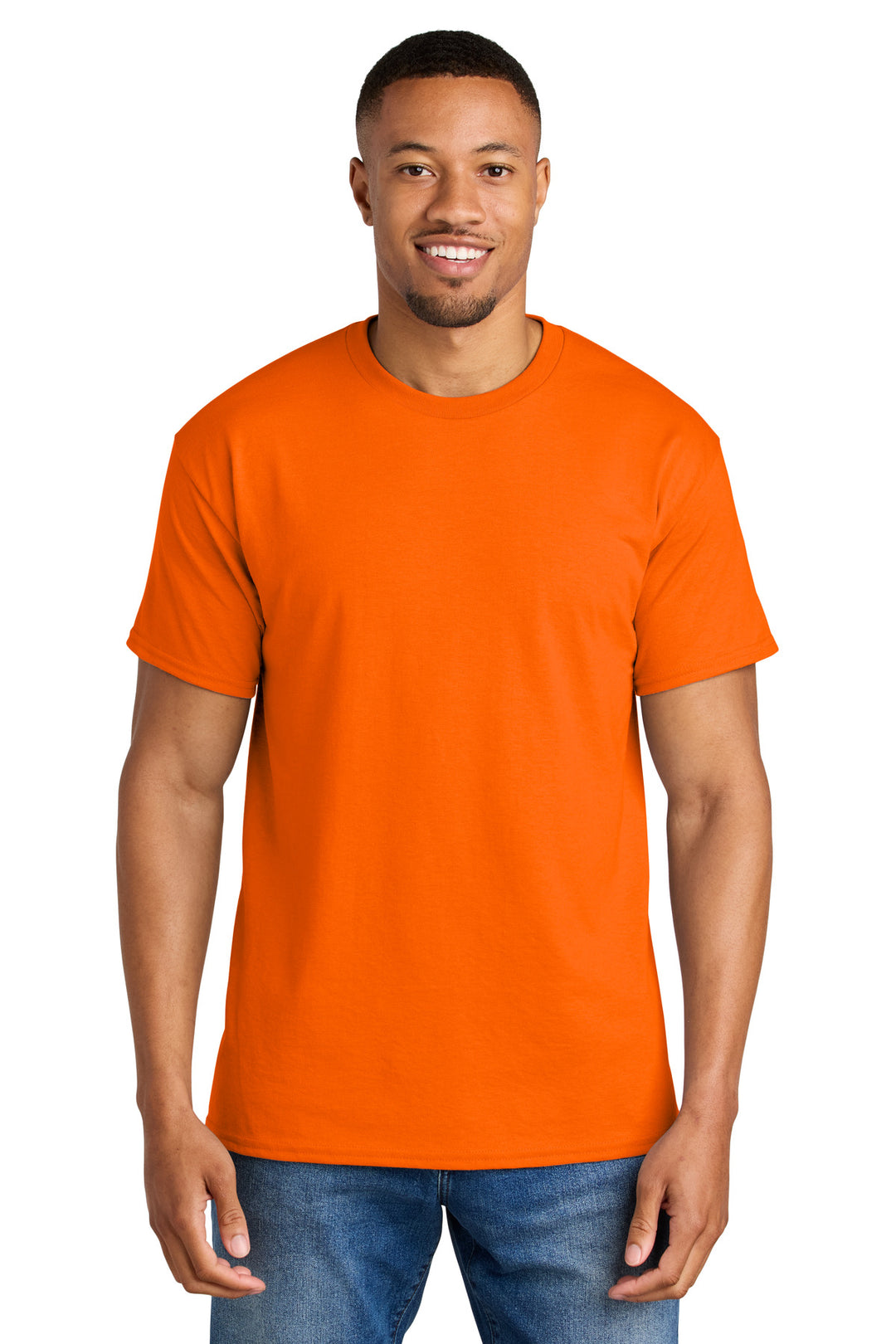 Front View of SOrange Gildan DryBlend 50 Cotton/50 Poly T-Shirt. 8000