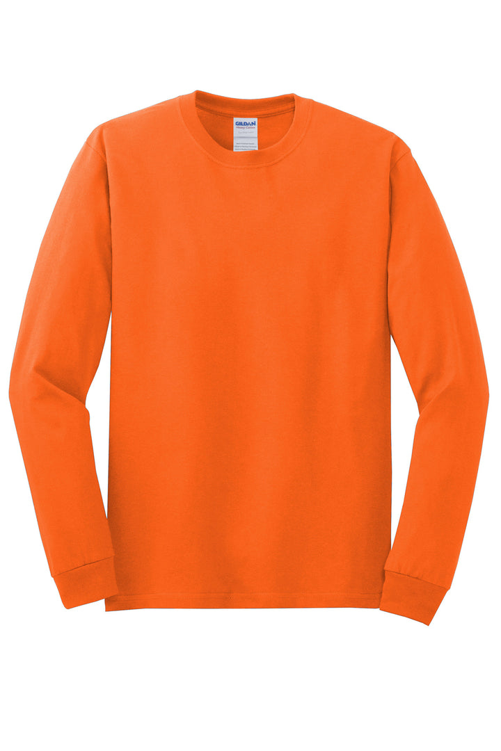 Front View of SOrange Gildan - Heavy Cotton 100% Cotton Long Sleeve T-Shirt. 5400