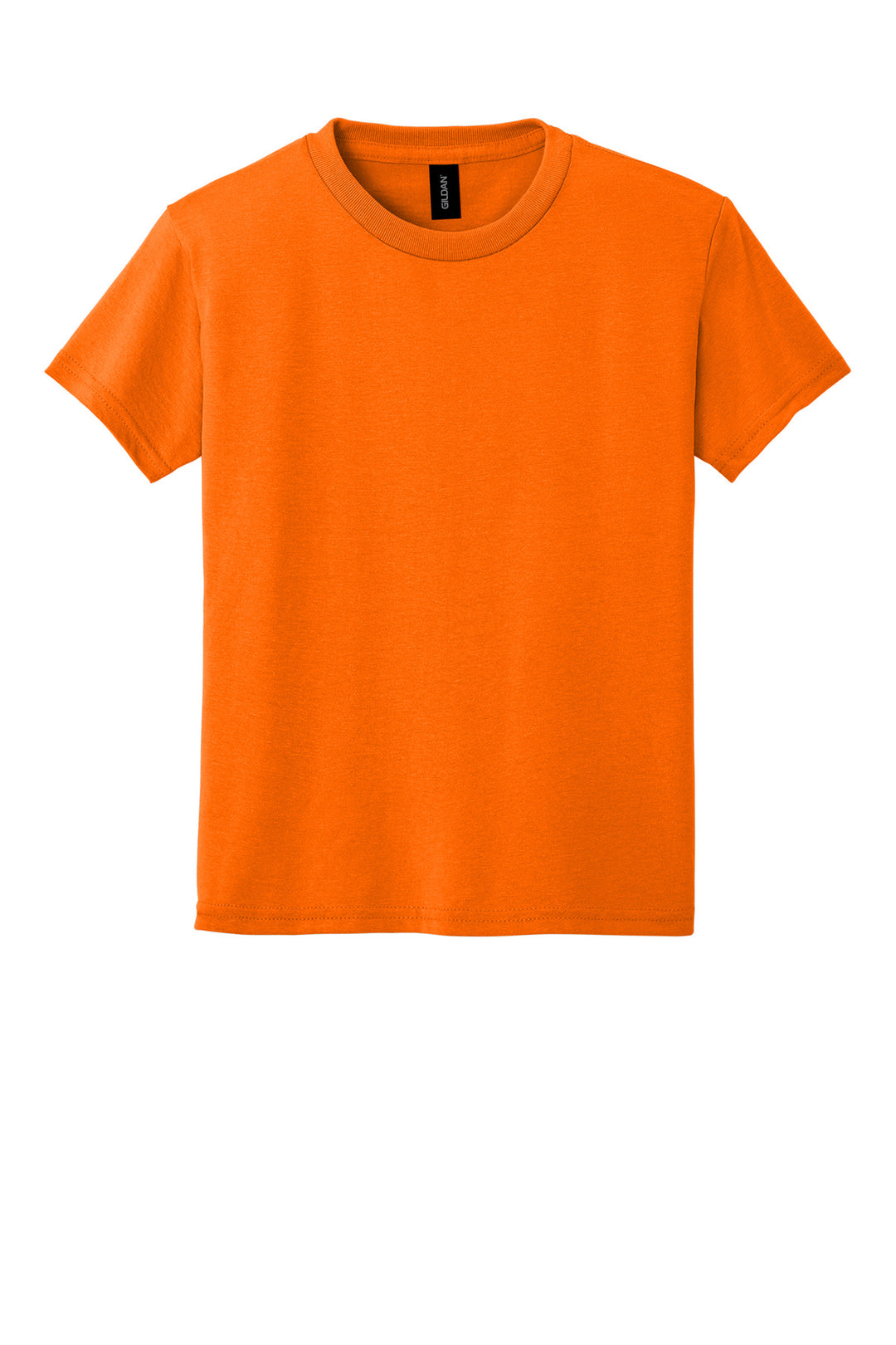 Front View of SOrange Gildan Youth DryBlend 50 Cotton/50 Poly T-Shirt. 8000B