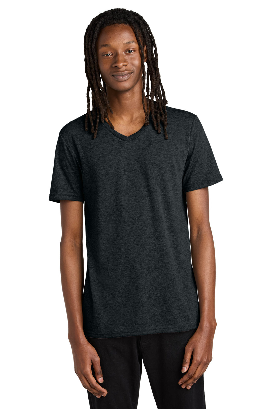 Front View of Space Black Allmade Unisex Tri-Blend V-Neck Tee AL2014