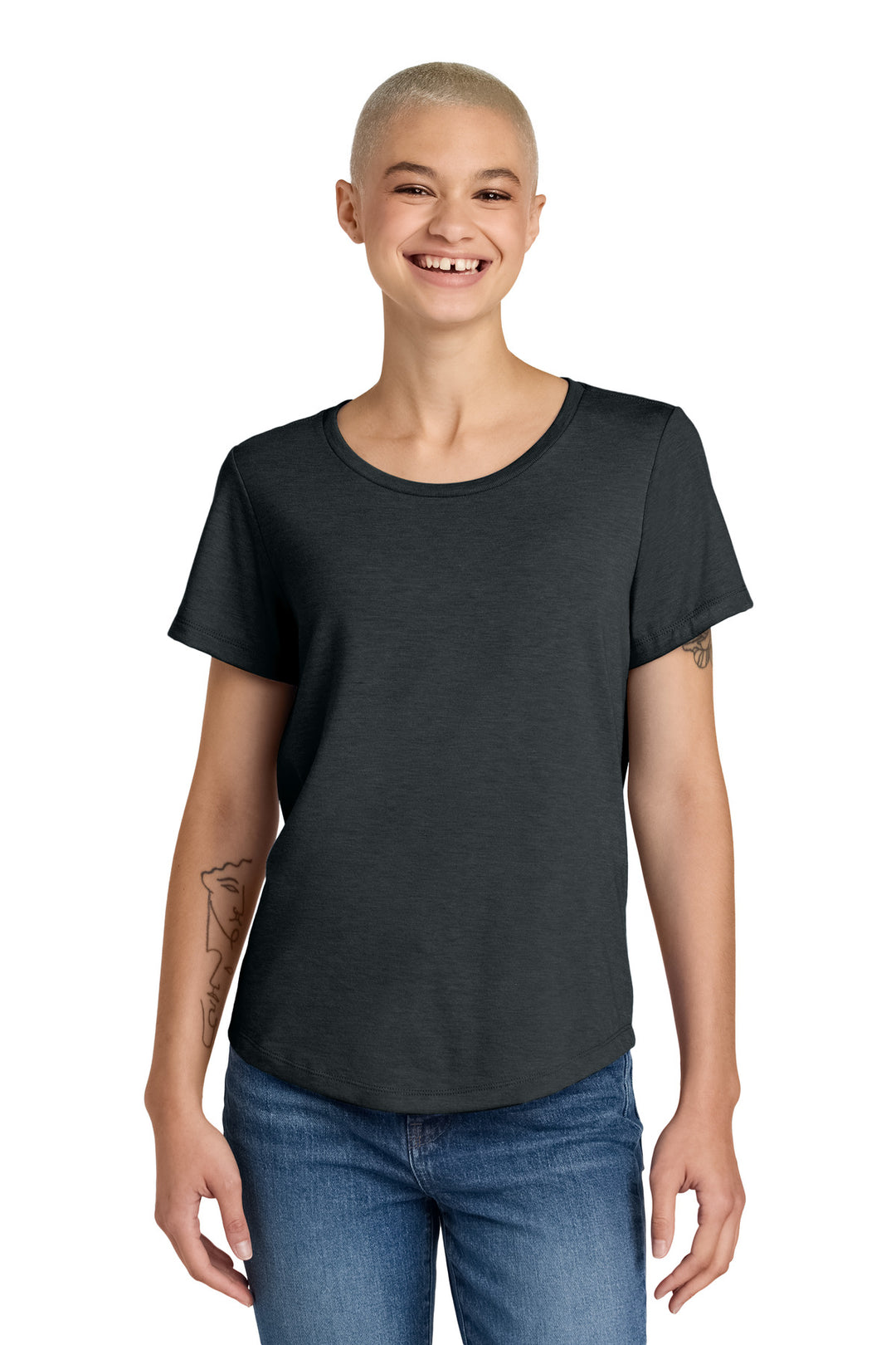 Front View of SpaceBlack Allmade Women's Relaxed Tri-Blend Scoop Neck Tee AL2015