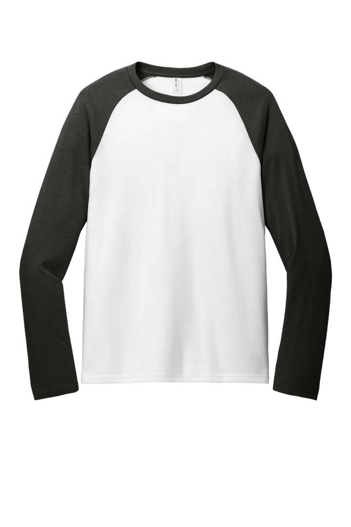 Front View of SpcBlk/BtW Allmade Unisex Tri-Blend Long Sleeve Colorblock Raglan AL6009