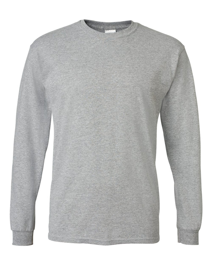 Front View of Sport Grey DryBlend® 50/50 Long Sleeve T-Shirt - 8400