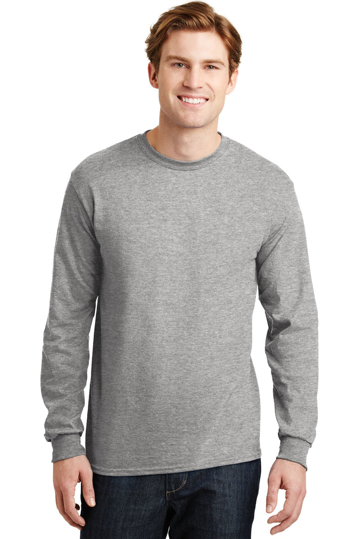 Front View of Sport Grey Gildan - DryBlend 50 Cotton/50 Poly Long Sleeve T-Shirt. 8400