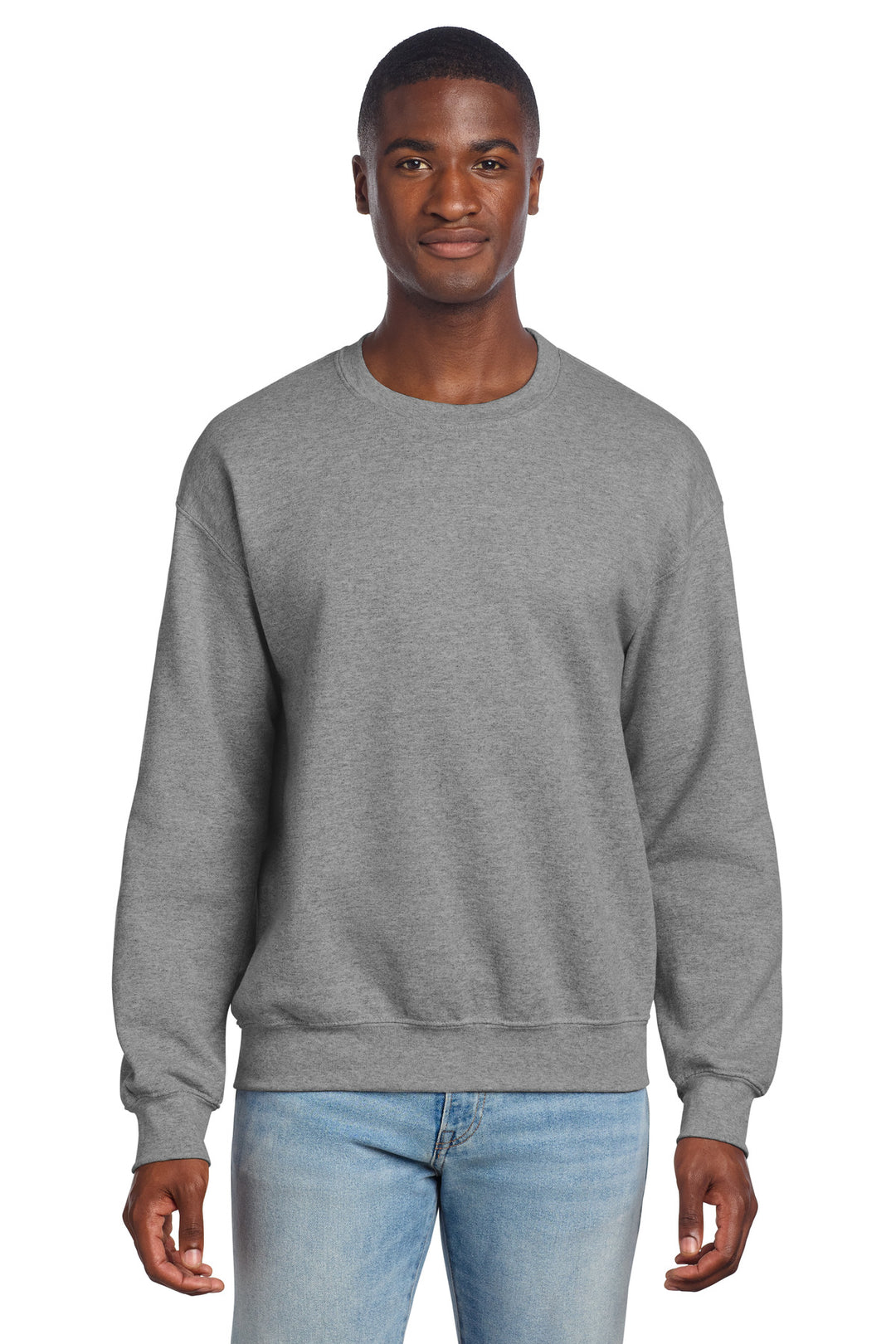 Front View of Sport Grey Gildan - DryBlend Crewneck Sweatshirt. 12000