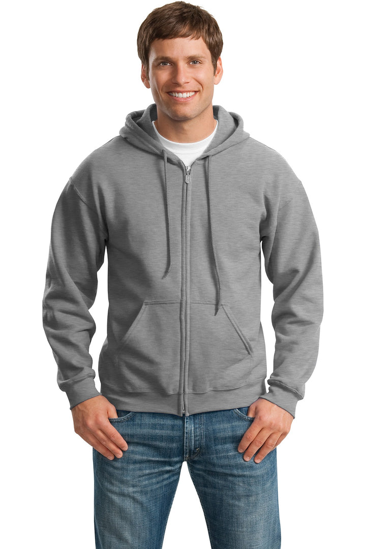 Front View of Sport Grey Gildan - Heavy Blend Full-Zip Hooded Sweatshirt. 18600