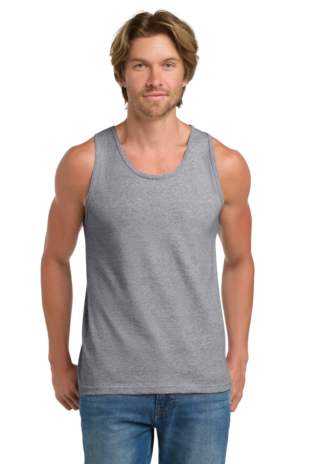 Front View of Sport Grey Gildan - Ultra Cotton 100% US Cotton Tank Top. 2200