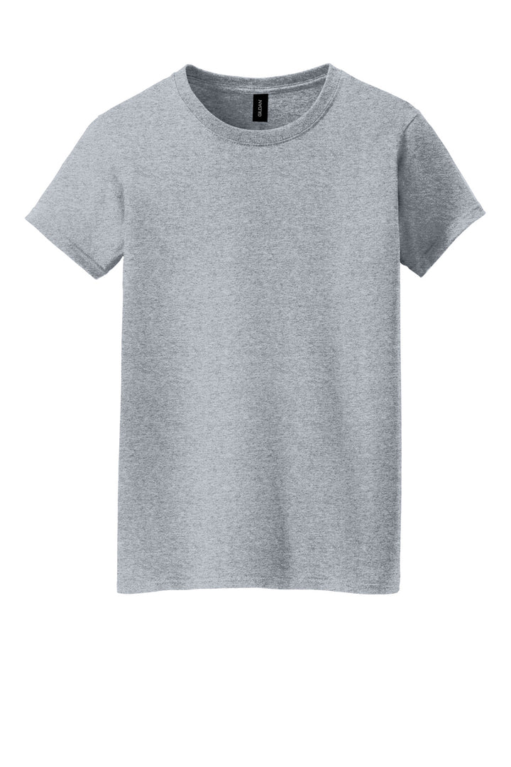 Front View of Sport Grey Gildan Women's Heavy Cotton 100% Cotton T-Shirt. 5000L