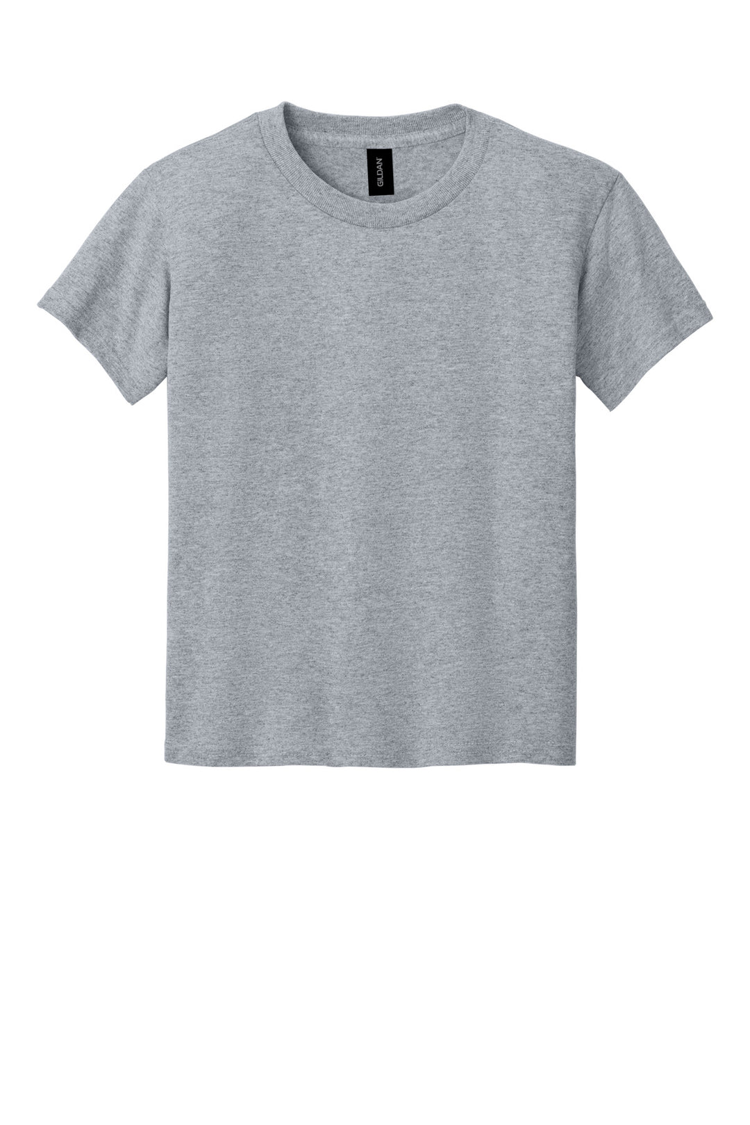 Front View of Sport Grey Gildan Youth DryBlend 50 Cotton/50 Poly T-Shirt. 8000B