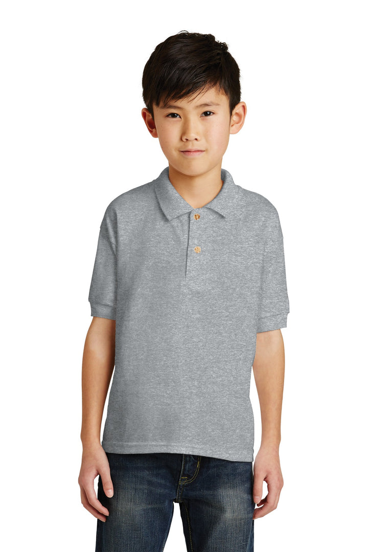 Front View of Sport Grey Gildan Youth DryBlend 6-Ounce Jersey Knit Sport Shirt. 8800B