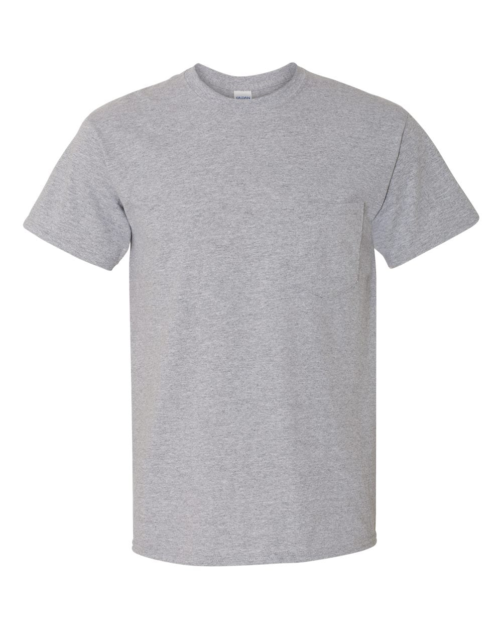 Front View of Sport Grey Heavy Cotton™ Pocket T-Shirt - 5300