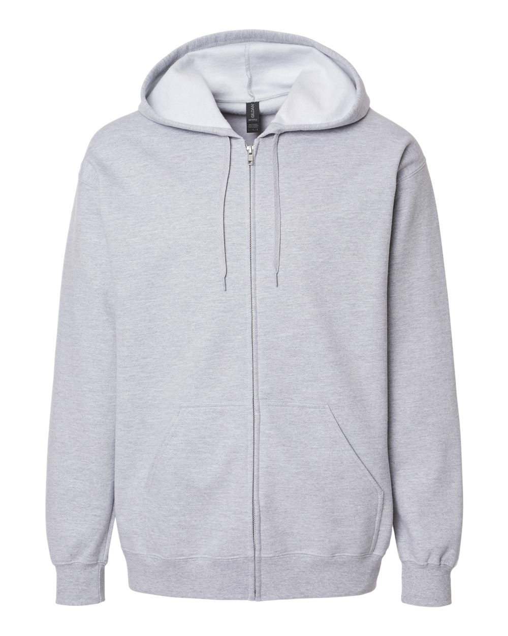 Front View of Sport Grey Softstyle® Full-Zip Hooded Sweatshirt - SF600