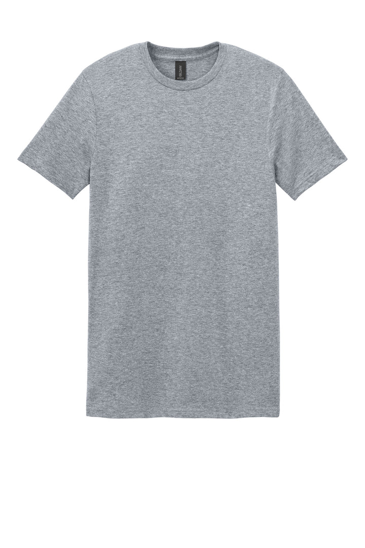 Front View of Sports Grey Gildan Softstyle T-Shirt. 64000