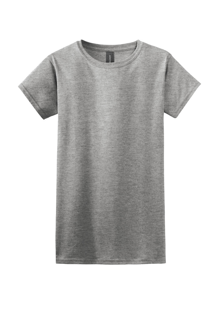 Front View of Sports Grey Gildan Softstyle Women's T-Shirt. 64000L