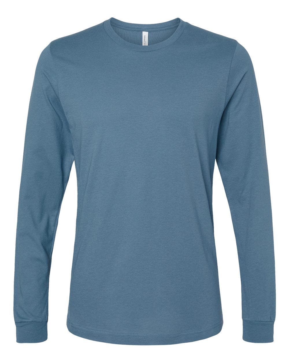 Front View of Steel Blue Jersey Long Sleeve Tee - 3501