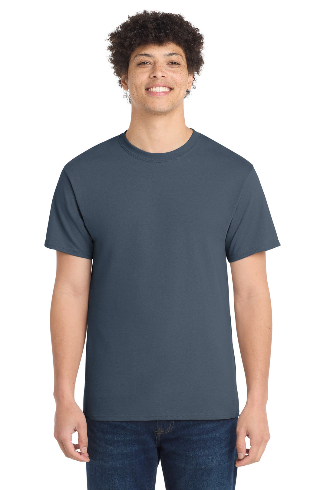 Front View of Steel Blue Port & Company - Core Cotton Tee. PC54