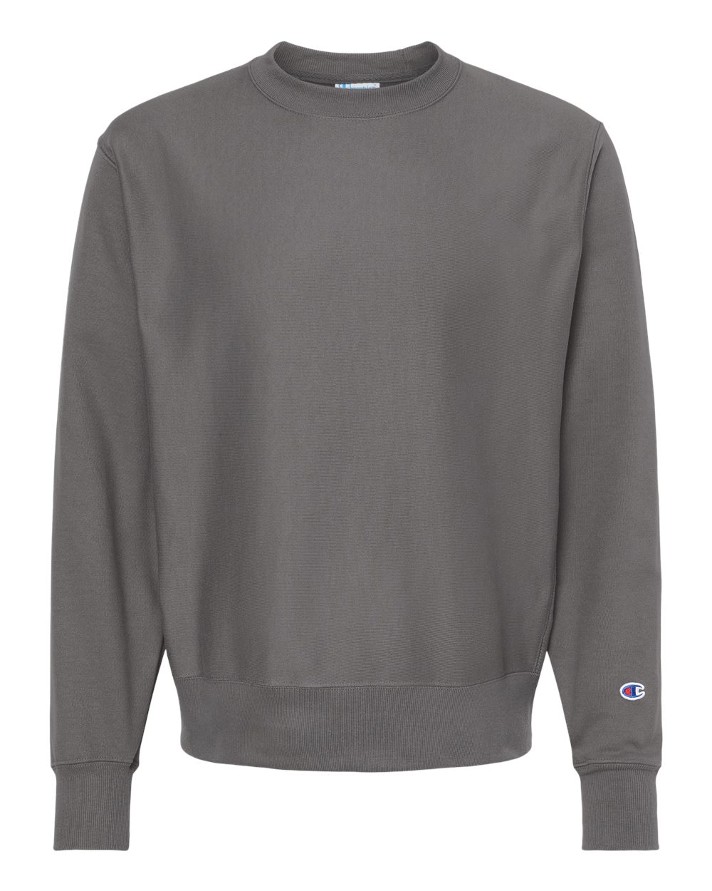 Front View of Stone Grey Reverse Weave® Crewneck Sweatshirt - S149