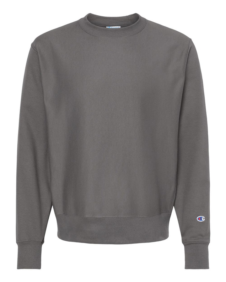 Front View of Stone Grey Reverse Weave® Crewneck Sweatshirt - S149