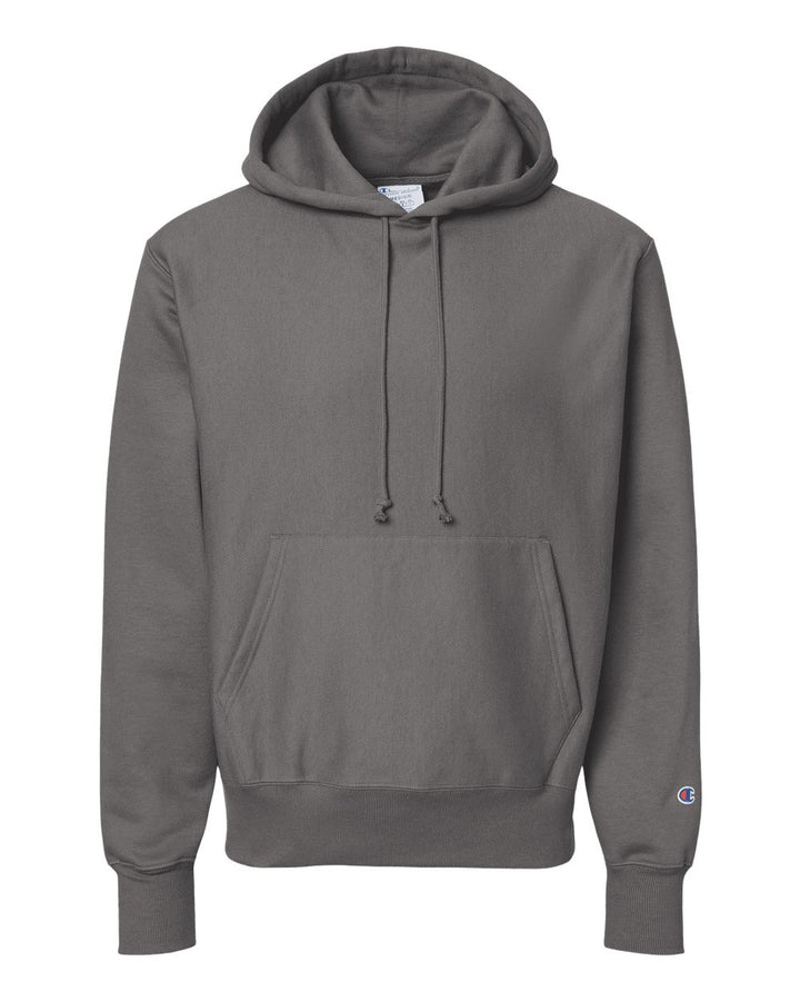 Front View of Stone Grey Reverse Weave® Hooded Sweatshirt - S101