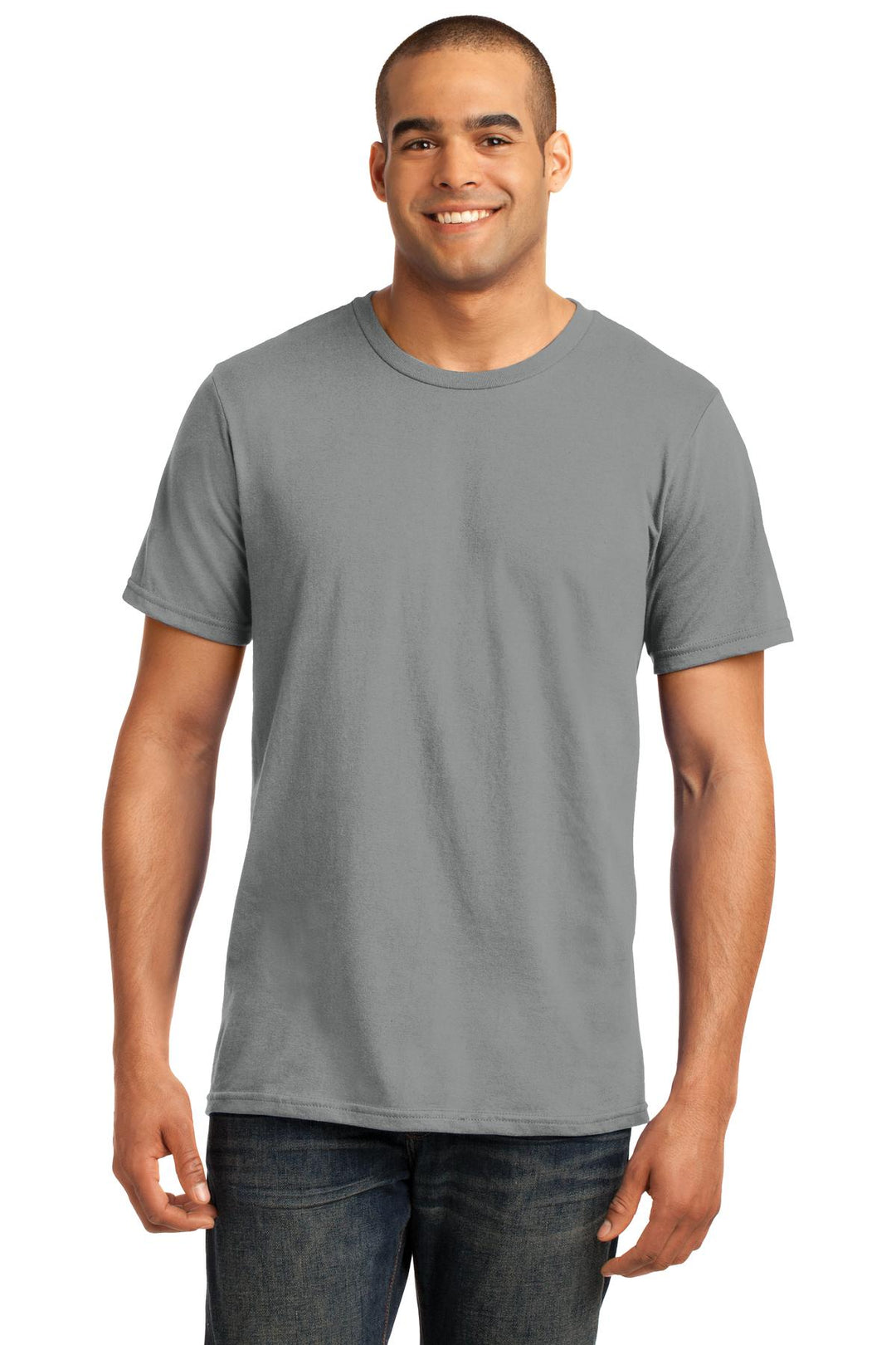 Front View of Storm Grey Gildan 100% Ring Spun Cotton T-Shirt. 980