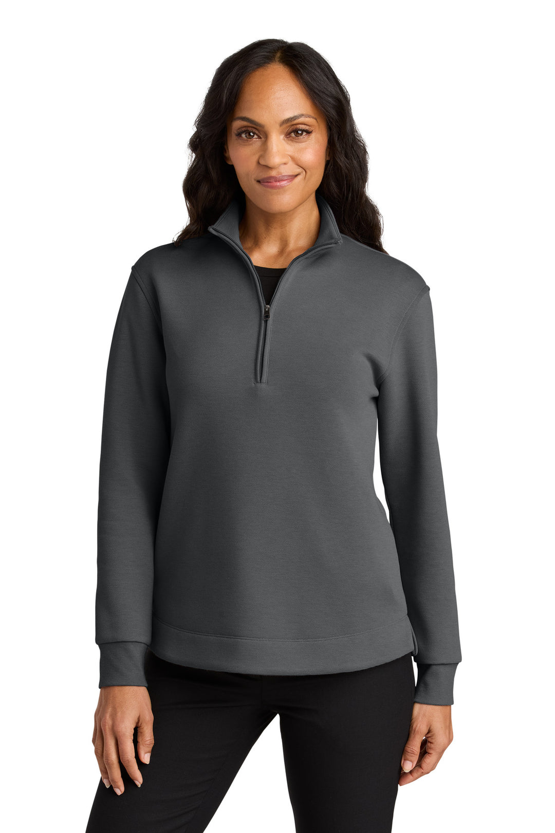 Front View of StormGrey Port Authority Women's Wearever Signature Double Pique 1/4-Zip LK210