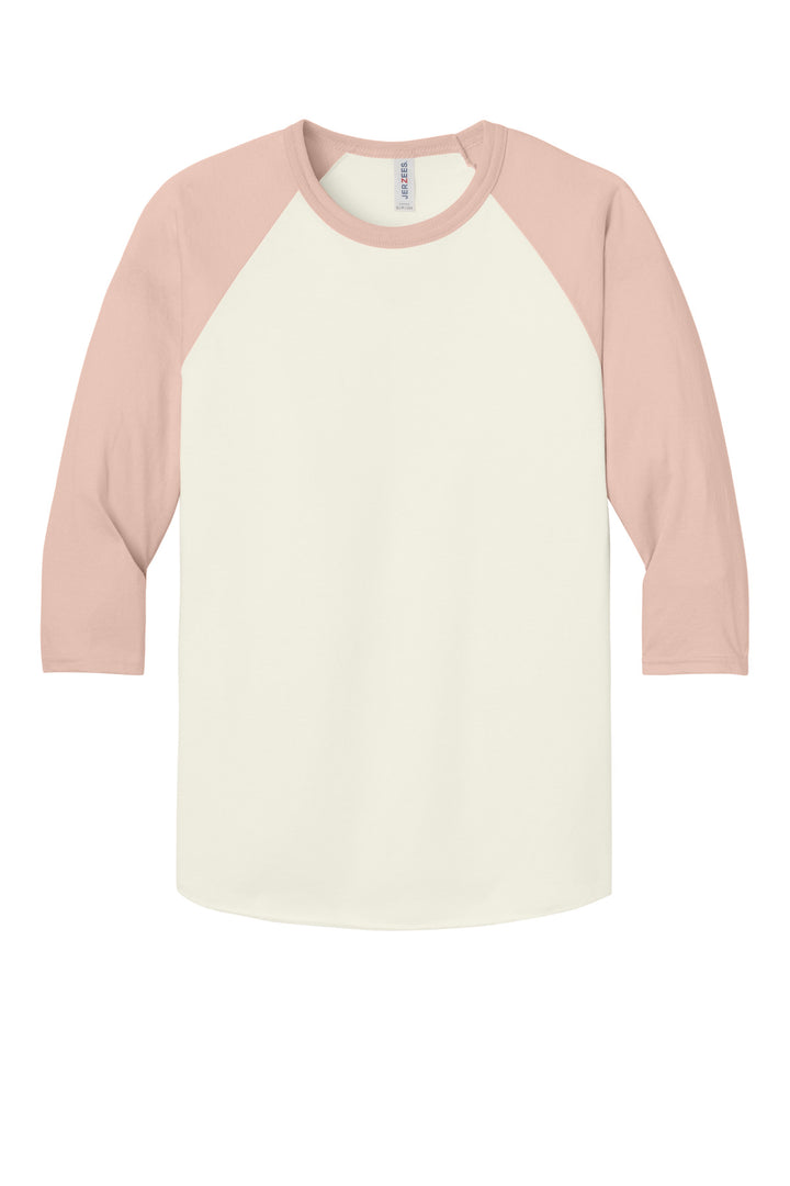 Front View of SwCrH/BlsP Jerzees Unisex Premium Blend Combed Ring Spun 3/4-Sleeve Raglan 560R