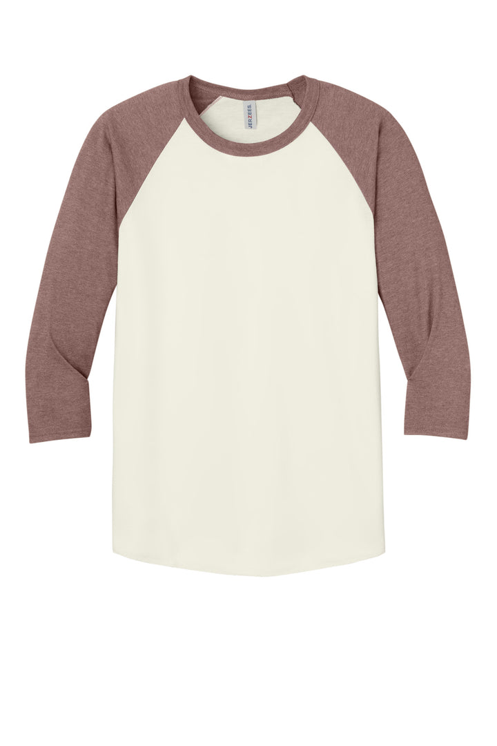 Front View of SwCrH/HMve Jerzees Unisex Premium Blend Combed Ring Spun 3/4-Sleeve Raglan 560R
