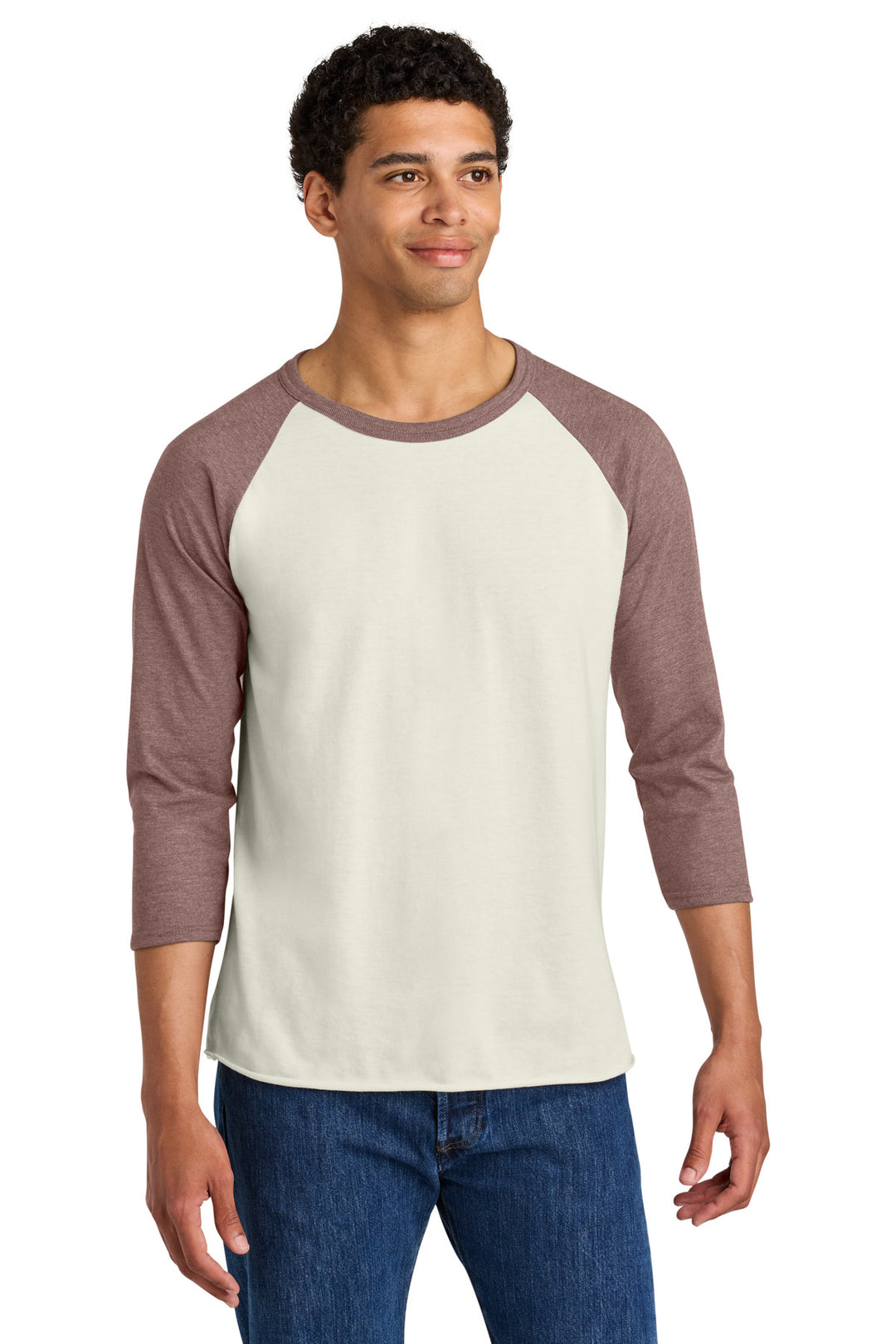 Front View of SwCrH/HMve Jerzees Unisex Premium Blend Combed Ring Spun 3/4-Sleeve Raglan 560R