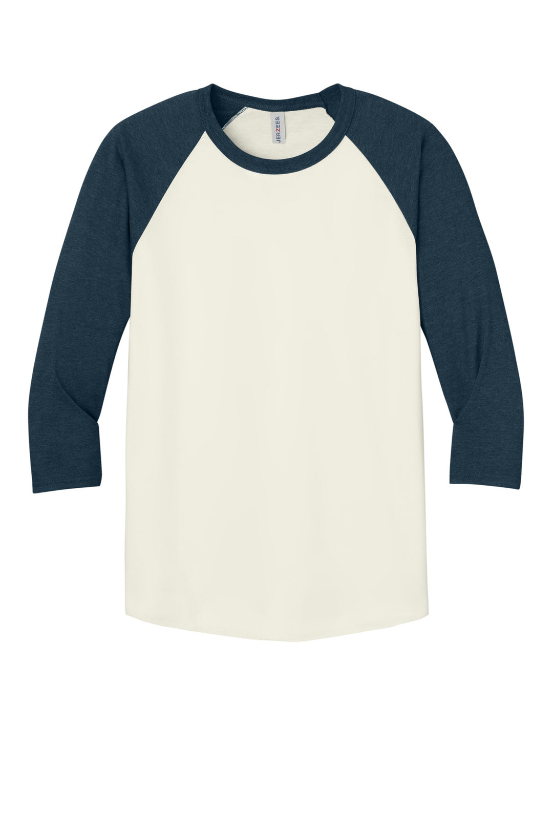 Front View of SwCrH/IdgH Jerzees Unisex Premium Blend Combed Ring Spun 3/4-Sleeve Raglan 560R