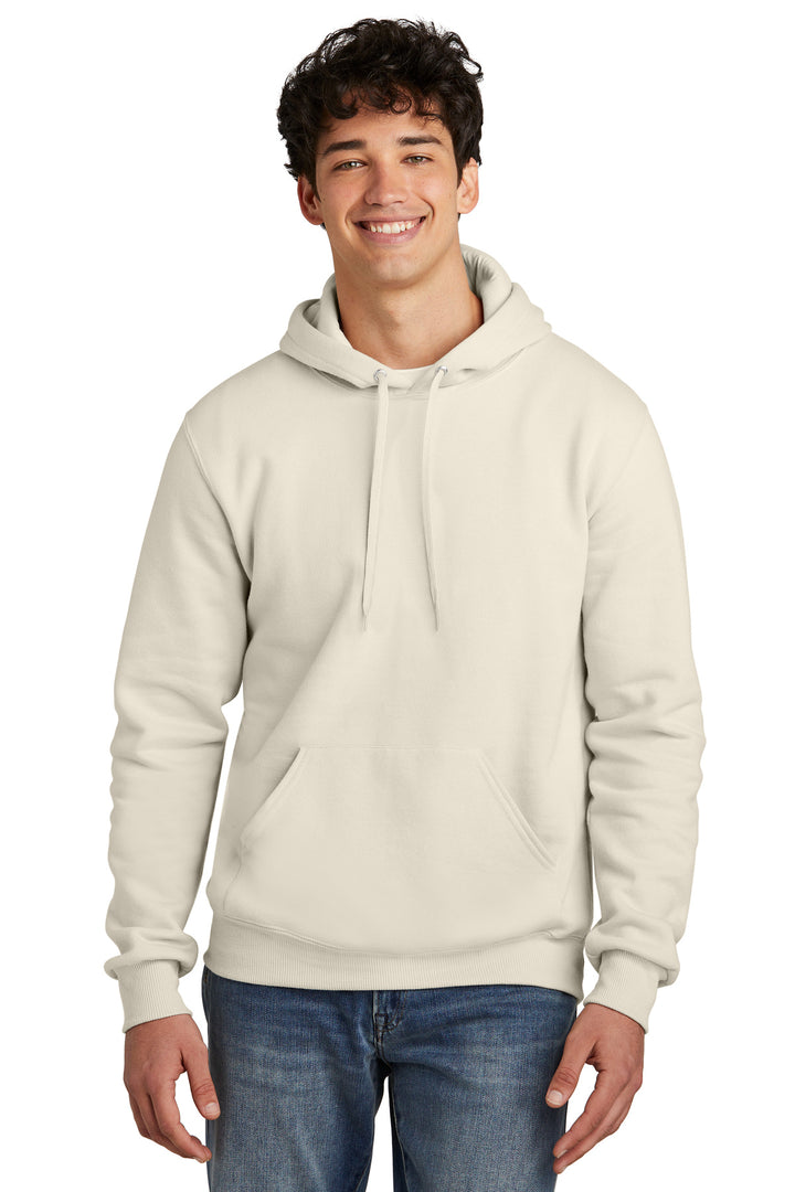 Front View of SwtCrmHthr Jerzees Eco Premium Blend Pullover Hooded Sweatshirt 700M