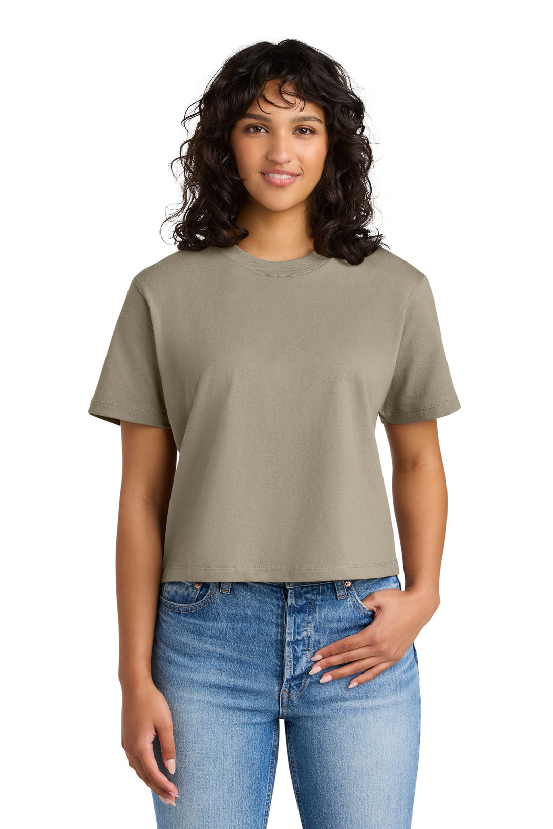 Front View of Tan Next Level Apparel Women's Heavyweight Boxy Tee NL7610