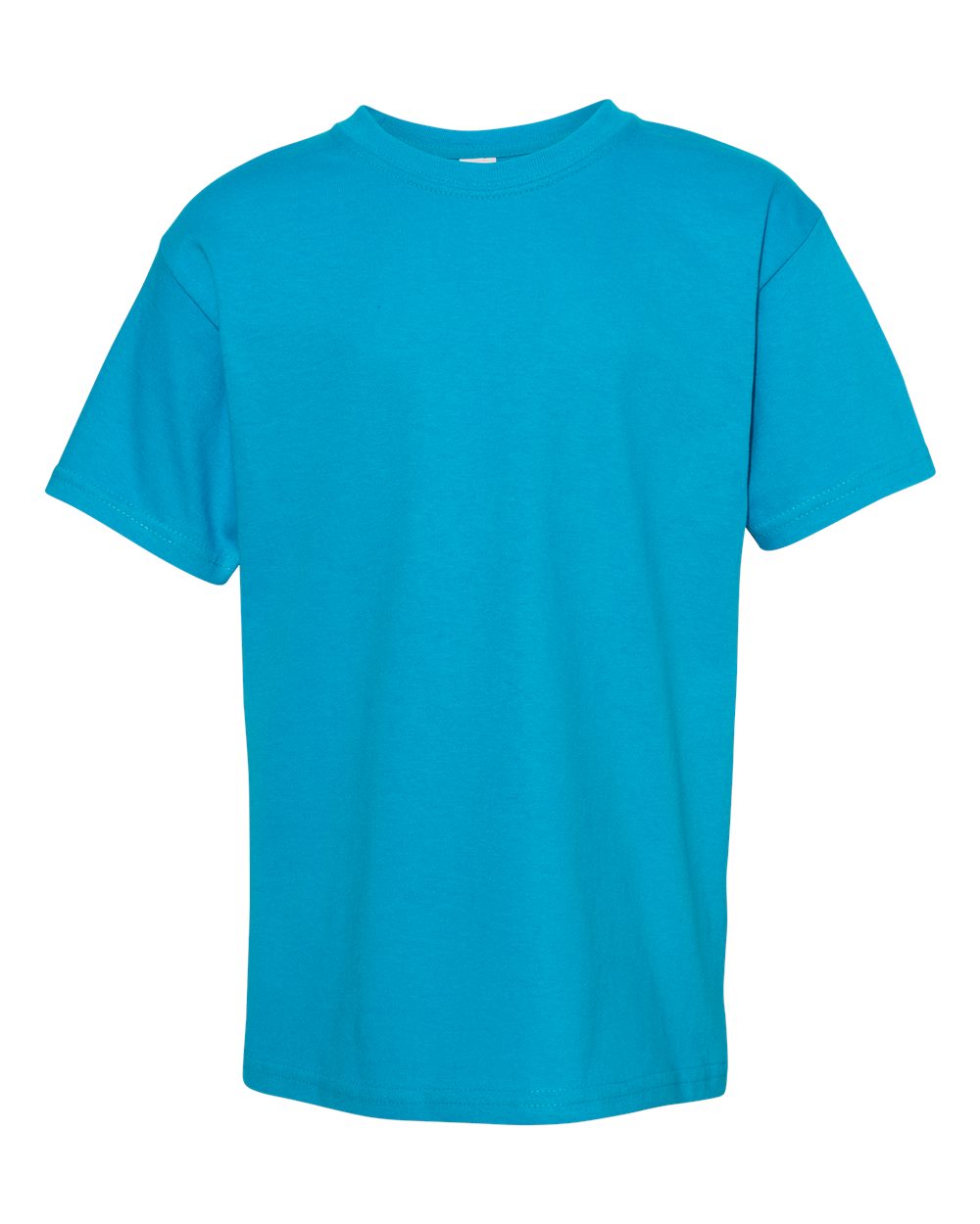 Front View of Teal Essential-T Youth T-Shirt - 5480